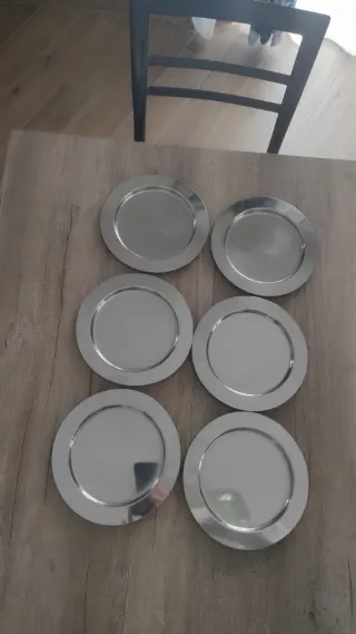 Set 6 Piatti Acciaio Inox Dessert 18/10