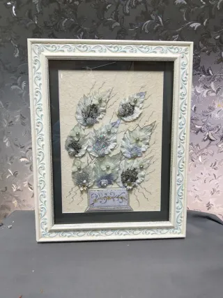 Cuadro Decorativo Hojas Plateadas