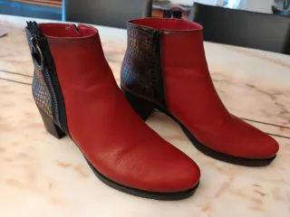 Botines piel granate/teja