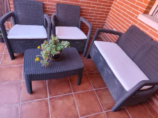 Conjunto Muebles Jardín Ratán Negro
