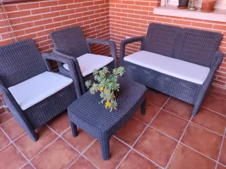 Conjunto Muebles Jardín Ratán Negro