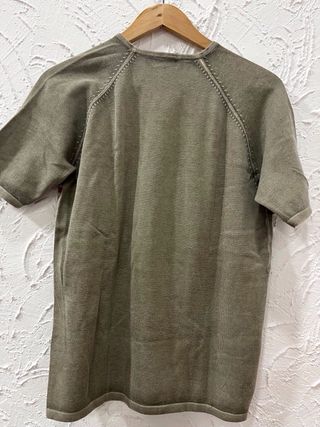 Camiseta Zara Rayas Manga Corta Verde Multicolor