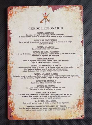 Cartel Metálico Credo Legionario