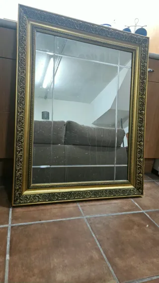 Espejo antiguo madera y cristal