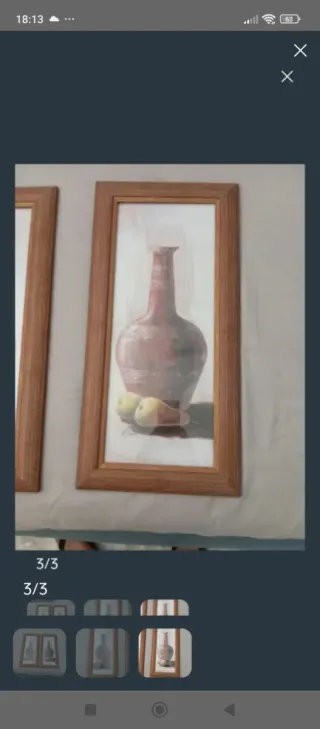 Set 2 Cuadros jarrones con Frutas Madera