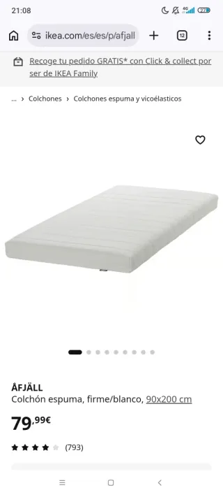 Colchón IKEA ÅFJÄLL 90x200 cm