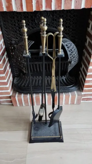 Precioso set de chimenea hierro fundido y latón