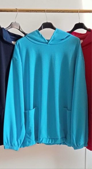 Felpa donna blu taglia unica primaverile