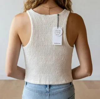 Top Crochet Rayas Azul y Blanco Stradivarius