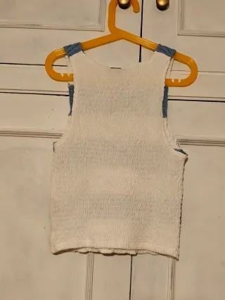 Top Crochet Rayas Azul y Blanco Stradivarius