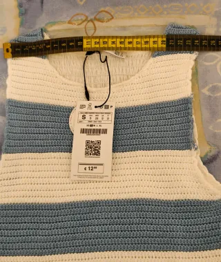 Top Crochet Rayas Azul y Blanco Stradivarius