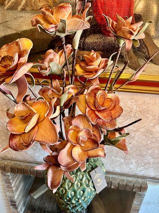Jarrón+3 ramas de flores decorativas