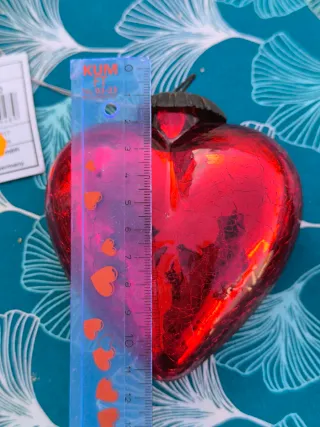 2 adornos corazón cristal rojo de India