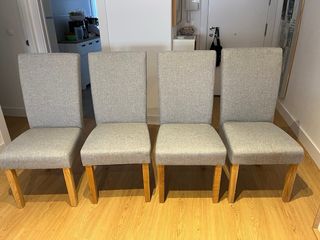 4 Sillas Comedor Tela Gris