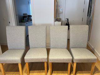 4 Sillas Comedor Tela Gris