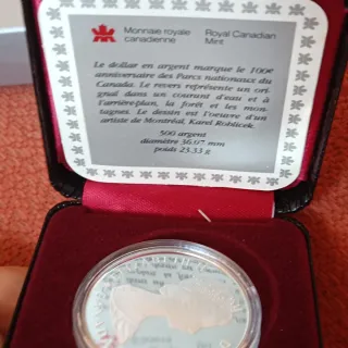 Moneda Plata Dólar Canadá Centenario Parques 1985