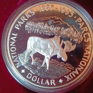 Moneda Plata Dólar Canadá Centenario Parques 1985