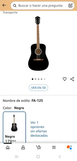 Guitarra Acústica Fender FA-125 Negra