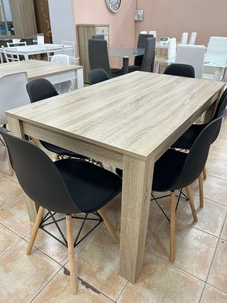 Mesa Comedor Madera + 6 Sillas Nórdicas NUEVA