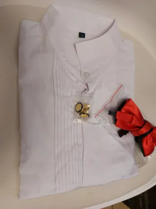 Camisa vestir blanca talla M pajarita y gemelos