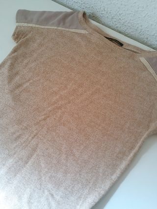 Camiseta beige/marrón talla M