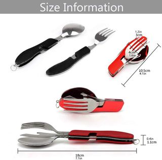 2 Juego Cubiertos Camping, 4 En 1 Cubiertos Para L