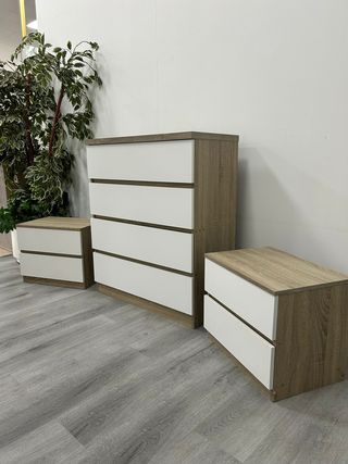 Pack 2 Mesitas Noche + Cómoda Cajonera
