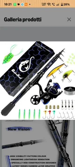 Set Canna da pesca QudraKast fibra di carbonio
