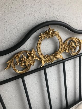 Cabecero forja verde oscuro y dorado