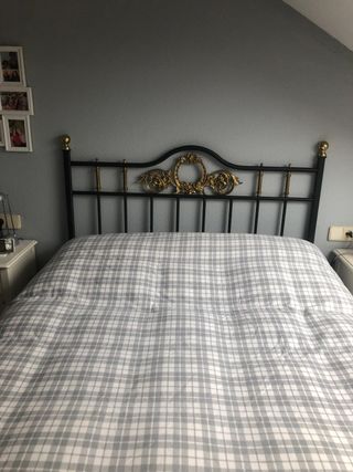 Cabecero forja verde oscuro y dorado