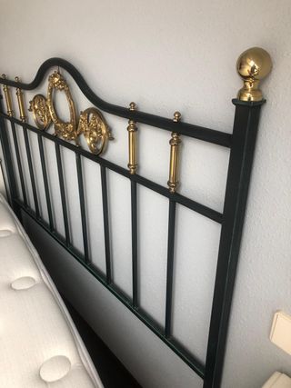 Cabecero forja verde oscuro y dorado