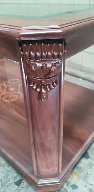 Mesa baja madera y cristal