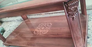 Mesa baja madera y cristal