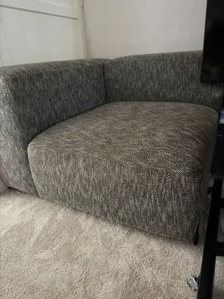 Sofá rinconera 1 plaza tela gris/negro