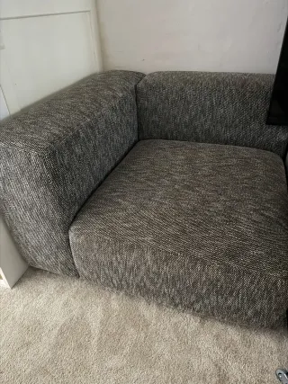 Sofá rinconera 1 plaza tela gris/negro