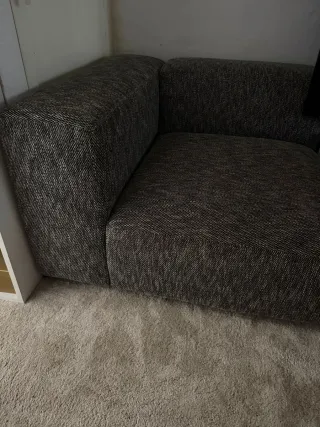 Sofá rinconera 1 plaza tela gris/negro