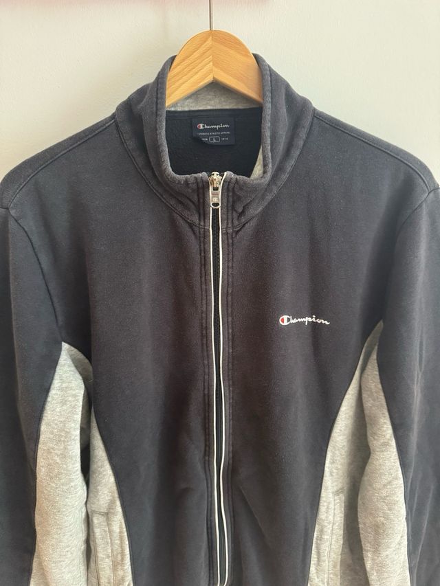 Champion Sweatshirt Retro Embroidered Black Y2K