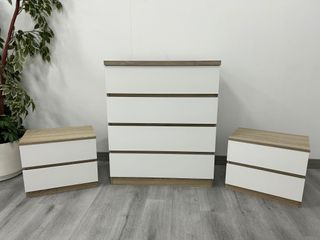 Pack 2 Mesitas Noche + Cómoda Cajonera