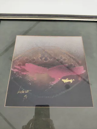 Cuadro paisaje azul y verde