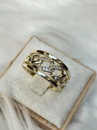 Anillo Oro Laminado 14k Diseño Cadena