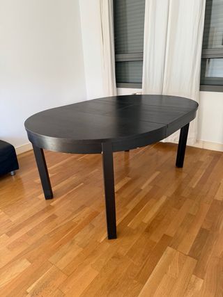 Mesa redonda extensible madera oscura