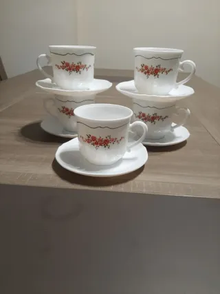 Set de 5 tazas y platos arcopal