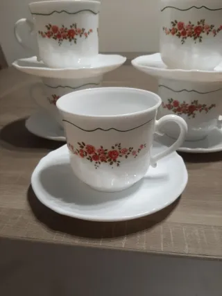 Set de 5 tazas y platos arcopal