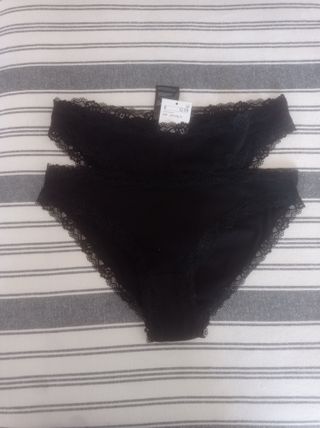 Lote 2 bragas H&M talla L encaje negro