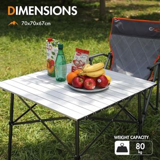 Mesa de Camping Plegable de Aluminio 70x70cm.