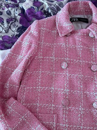 Abrigo rosa tweed Zara