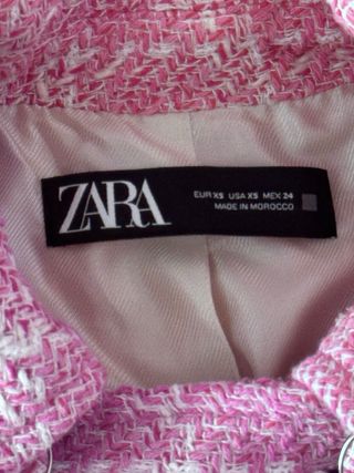 Abrigo rosa tweed Zara