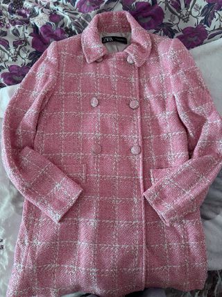 Abrigo rosa tweed Zara
