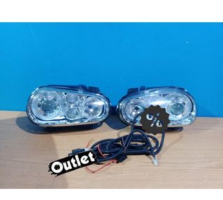 KJ FAROS VOLKSWAGEN VW GOLF 4 LOOK R32 OJOS ANGEL FONDO CROM