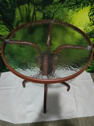 Mesa redonda jardín cristal restaurada